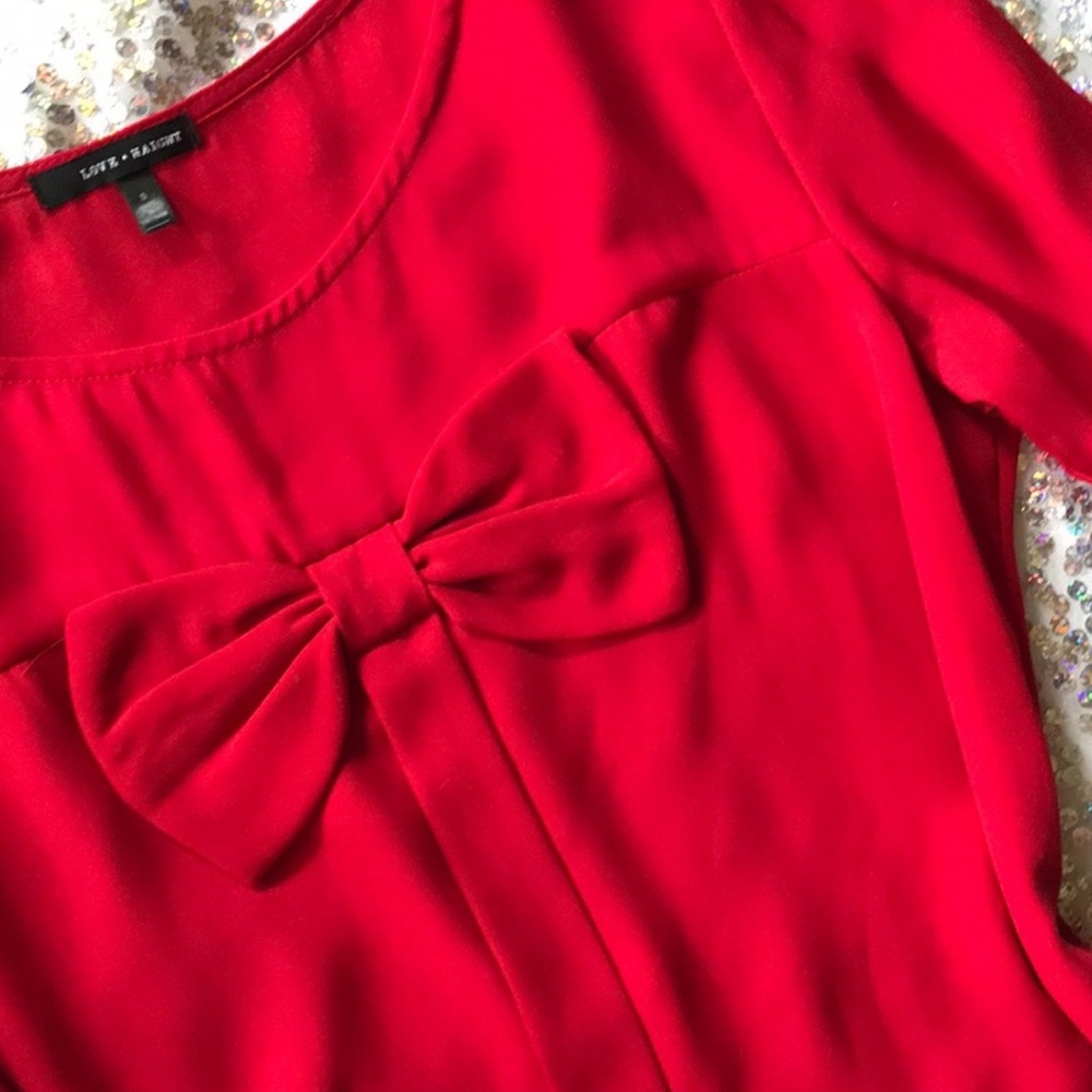 Love Haight • Pretty Red Bow Flowy Blouse